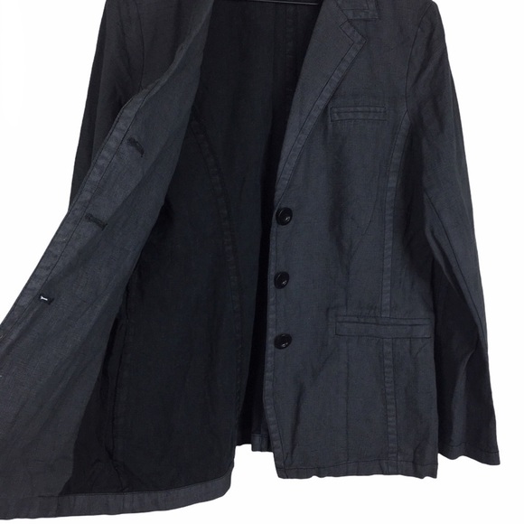 ISDA & CO 100% Linen Jacket Blazer Button Dark Academia Classic Minimalist Large - Picture 7 of 11